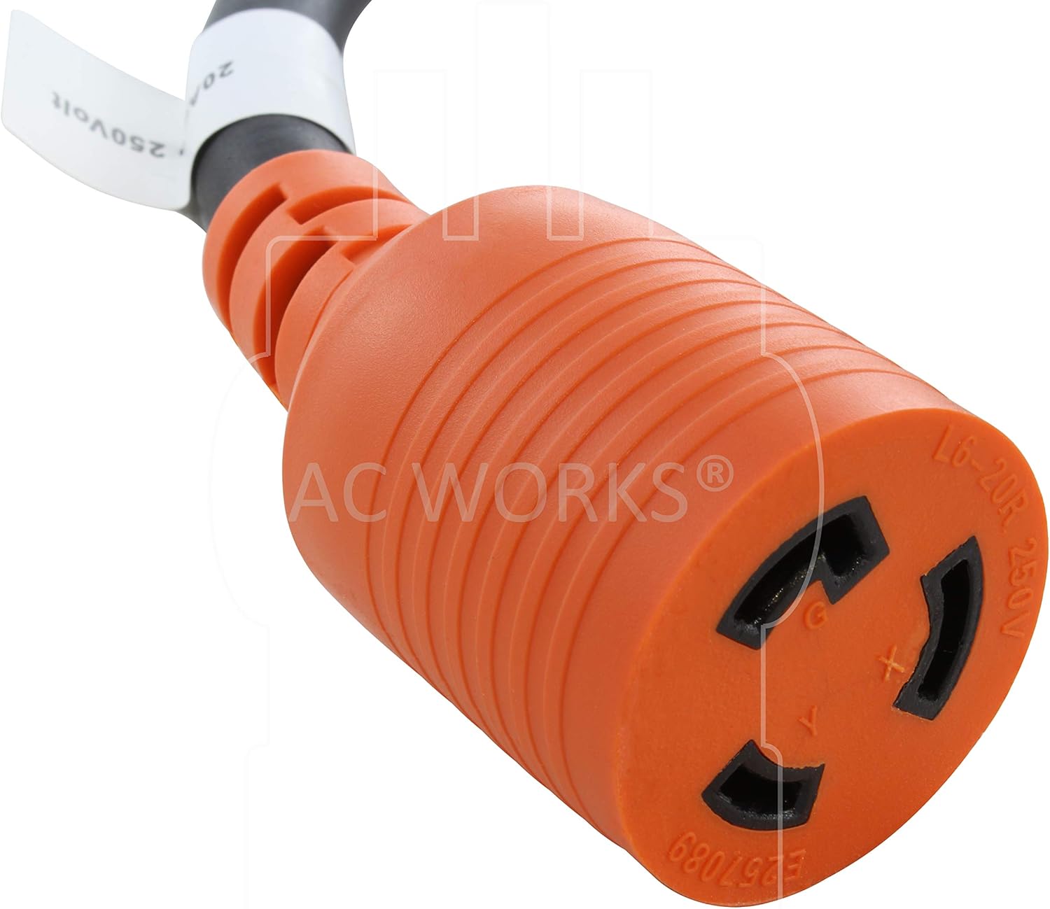 AC WORKS NEMA L6-20 Rubber SOOW 12/3 Locking Extension Cord (25FT)