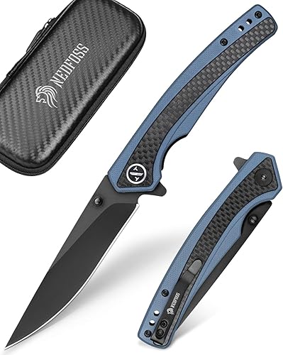 NedFoss DOLPHIN - Cuchillo de bolsillo, cuchillo de acero D2 de 3.5 pulgadas, cuchillo plegable con hoja de PVD negro, mango ligero de fibra de disponible en Yaxa Costa Rica