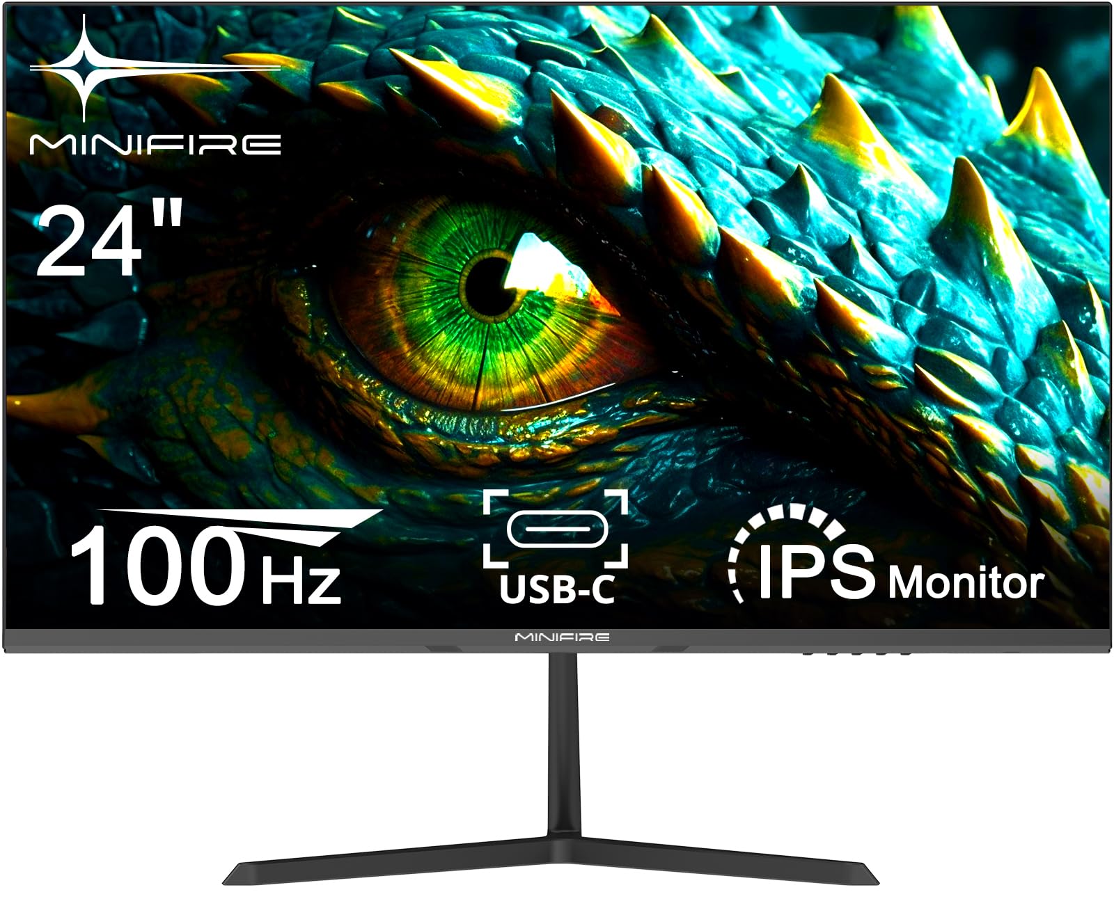 Minifire Monitor 24 Inches, IPS Panel, 100 Hz, 1 ms(OD), Adaptive-Sync, FHD, sRGB110%, Eye-Care PC Display with HDMI,VGA Ports (MF24X3AL HDMI Cable Included)