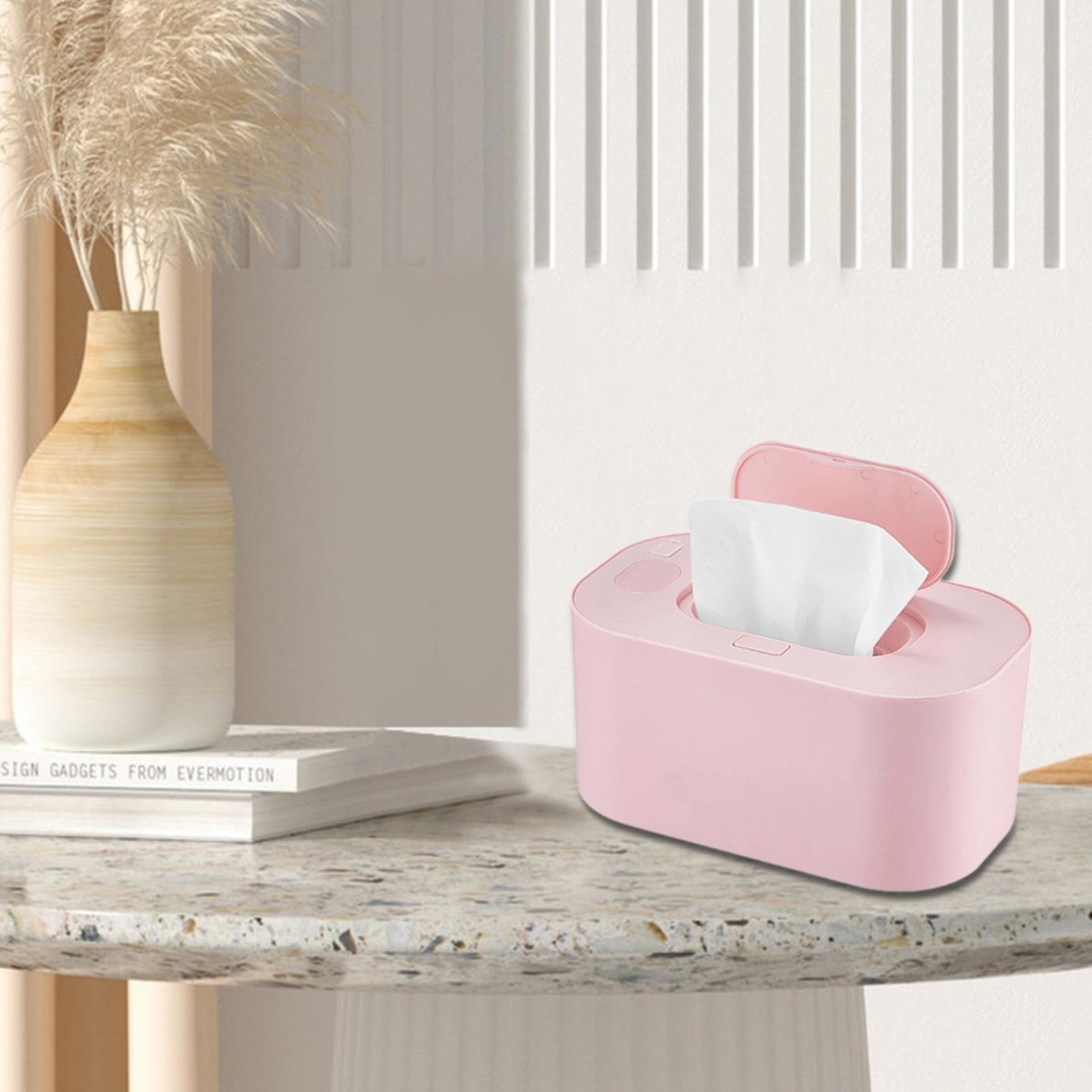 perfk Tragbarer USB-Feuchttuchwärmer, Beheizte Feuchttuchbox Baby-Feuchttuchwärmer, Heimgebrauchs-Feuchttuchwärmer Servietten-Heizbox, ROSA