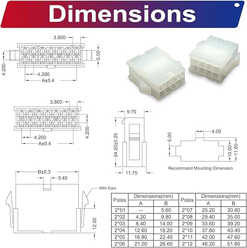 Miniatura 7 de Molex 5557 - Kit de conectores de extensión macho y hembra de 0.165 in con cables preprensados de alta calidad de 20 AWG, conector adaptador de