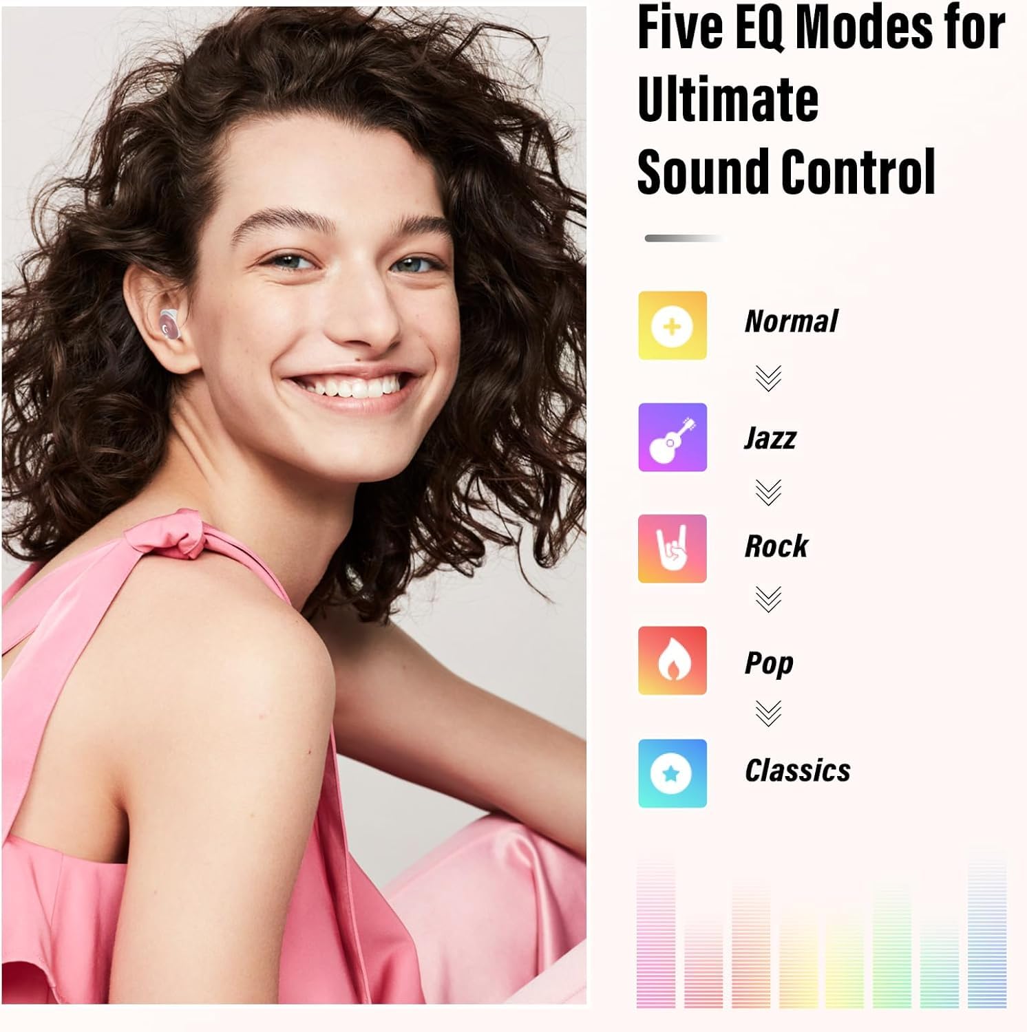 Cuffie Bluetooth, mini cuffie per dormire, 48 ore, Bluetooth 5.4 con touchscreen, 2026, senza fili, con cancellazione del rumore ENC, auricolari IPX7, bassi profondi, polvere di rosa