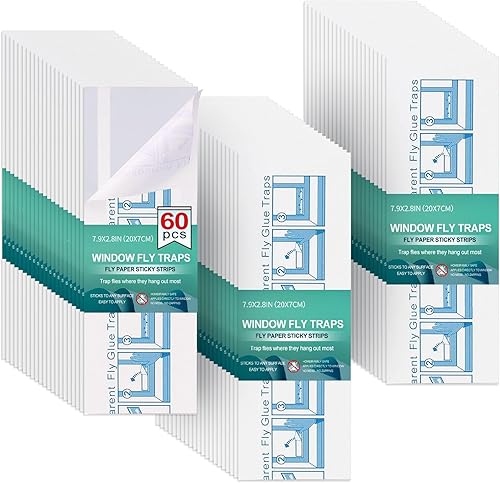 Miniatura 1 de Cleanuper 60 trampas para moscas de ventana para interiores y exteriores, insectos, insectos, moscas y moscas de la fruta, adhesivo adhesivo para
