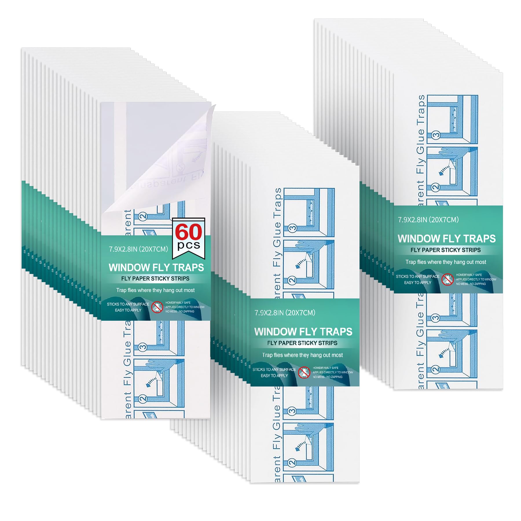 Sponsored Ad - 60 Pcs Window Fly Traps for Indoor/Outdoor, Insect, Bugs, Fly & Fruit Fly Glue Sticky Adhesive Insect Killer - Easy to Use, Waterproof, Disposable, Non-Toxic, and Odorless, Economic Pack