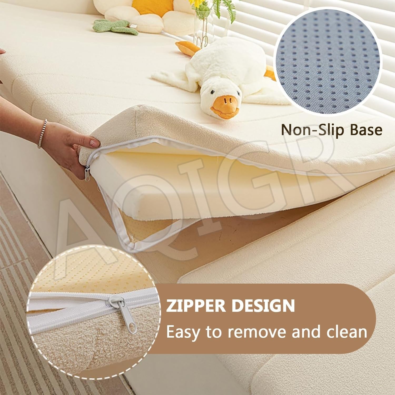 Coussin Banc Interieur, Antidérapant Coussin Banquette en Mousse Épaisse avec Housse Amovible, Assise Coussins pour Terrasse, Cuisine, Salle à Manger(Gris foncé,100x55cm/39x22in)