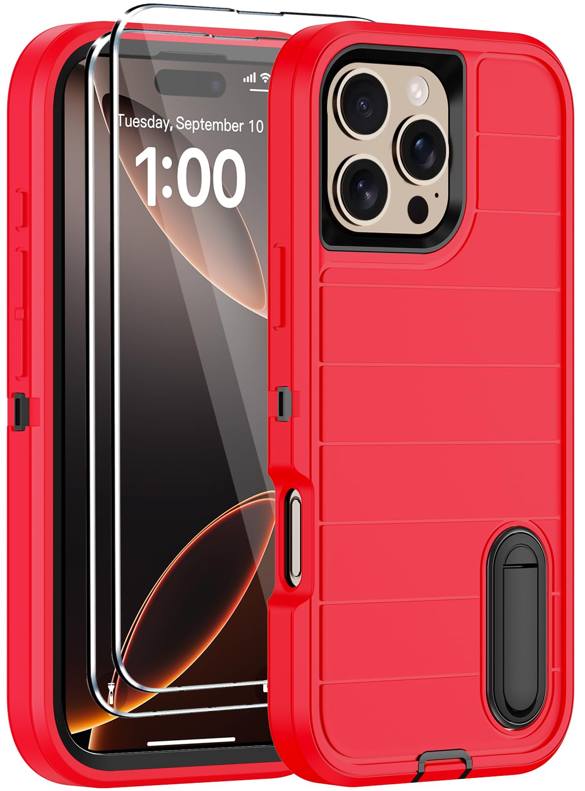 Coque iPhone 16 Pro rigide durable protège-écran béquille intégrée - 8