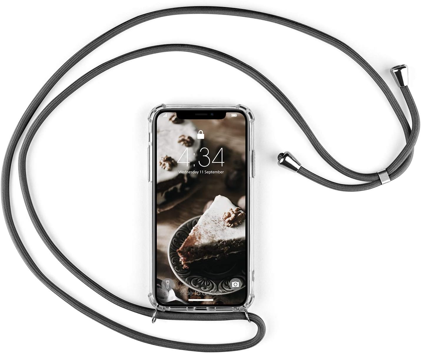 abitku Crossbody case for iPhone 11 Pro, Clear TPU Necklace Mobile Phone Cover Holder with Neck Cord Lanyard Strap for iPhone 11 Pro 5.8'' 2019 (Gray)