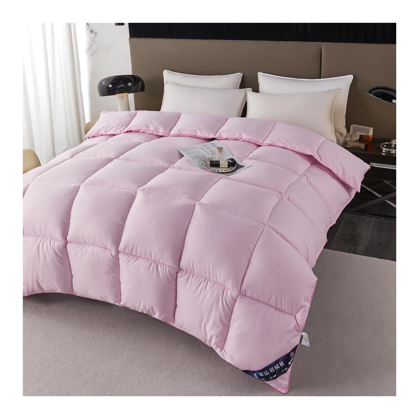 HonunGron Edredón Nórdico, Edredón de Plumas y Plumón, Invierno Colcha Nordico Cama 150/180/200 Relleno Nórdico de Plumas y Plumón Súper Suave y Esponjoso (Rosa Claro,150x200cm(2kg))