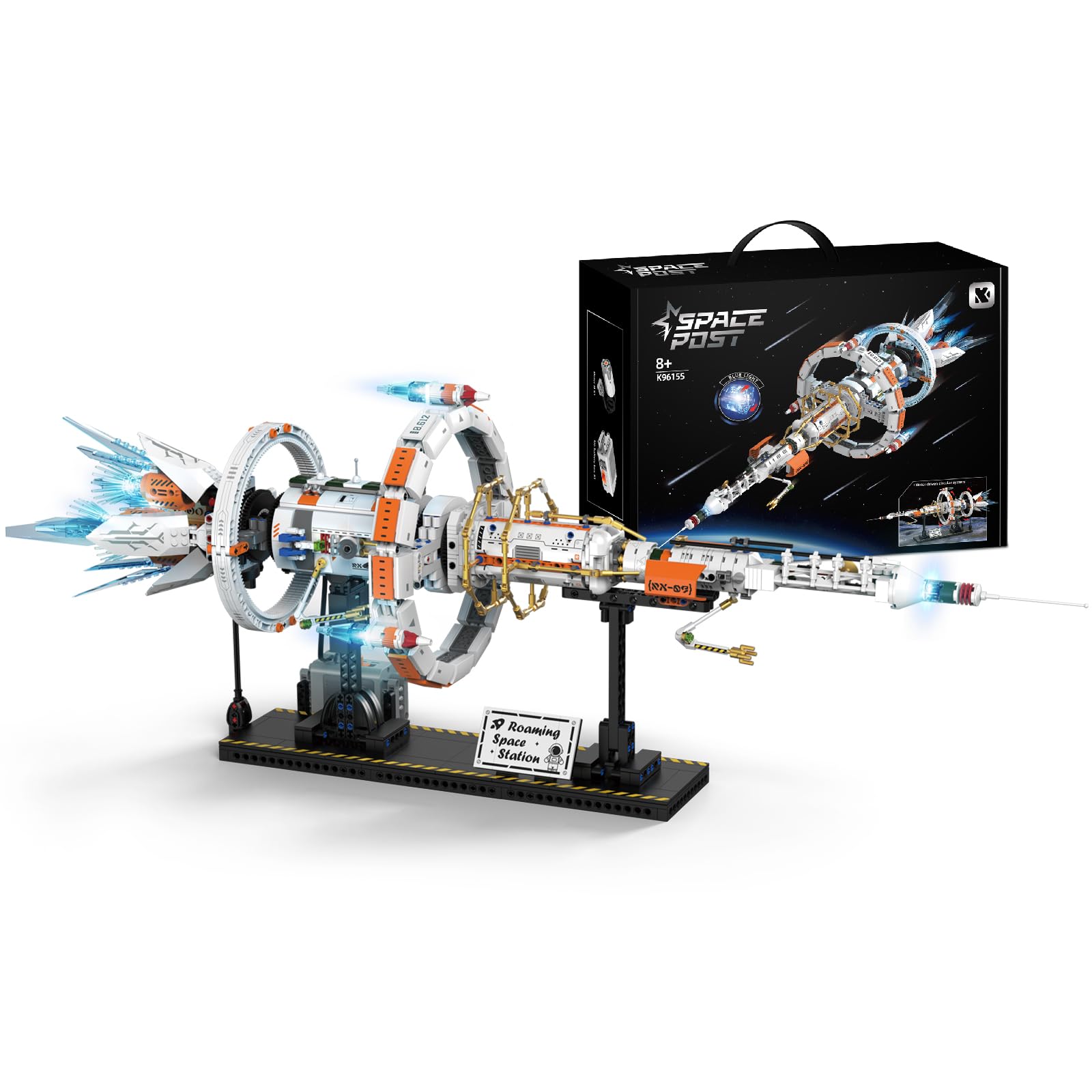 Space Station Building Set with Motor and LED Lights - 360°Rotating Space Shuttle Rocket Model Building Kits with Display Stand, STEM Engineering Gift for Adults Men Kids (1583 PCS)