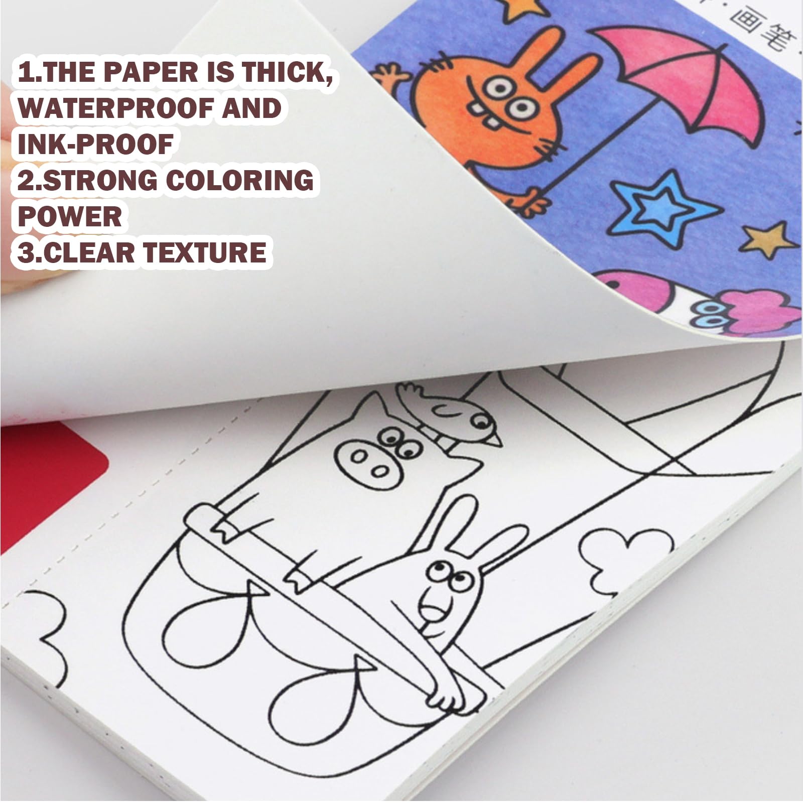 Livre Peinture Aquarelle avec Pinceau Réservoir D'eau, Livre Coloriage Enfant A5 72 Pages