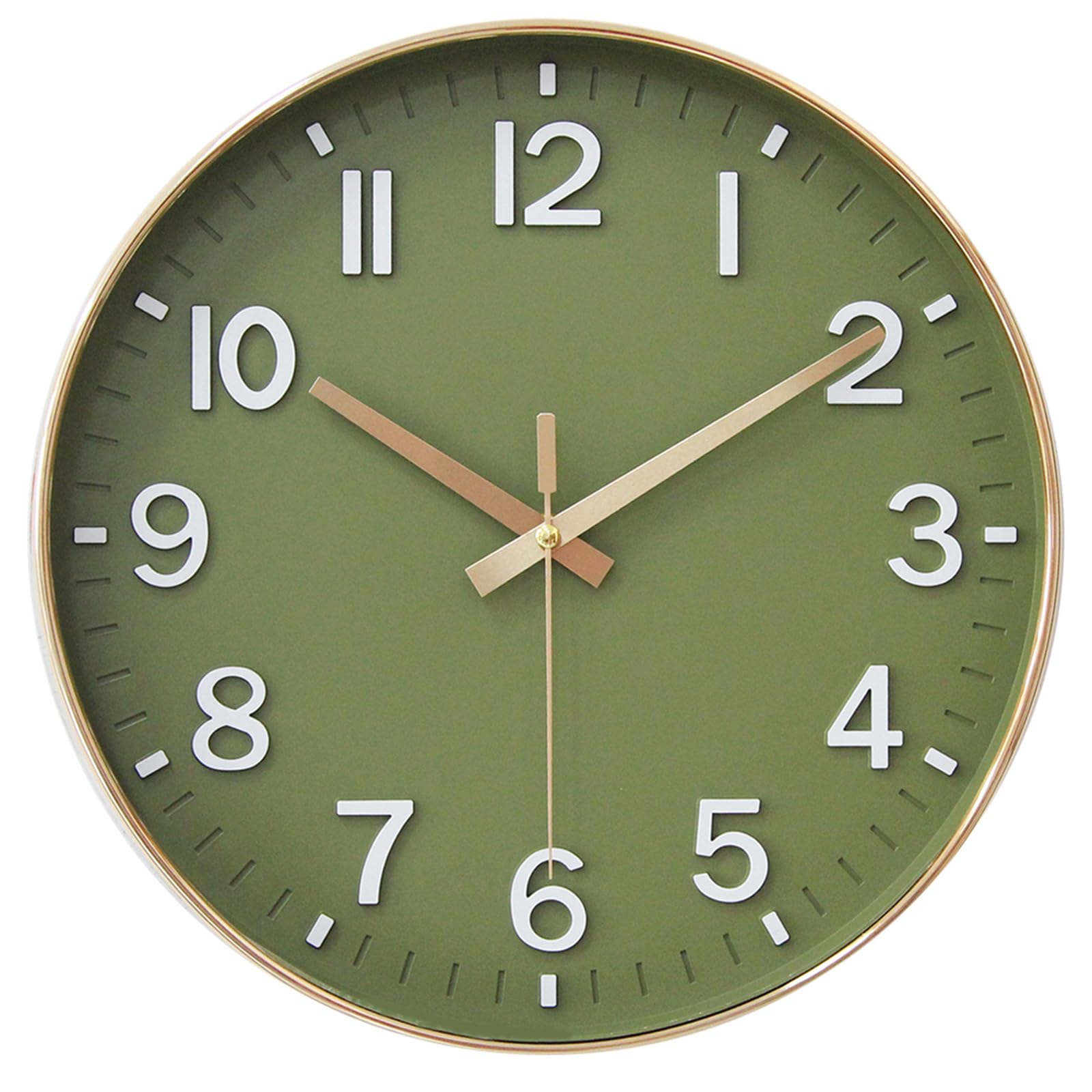 HZDHCLH Wall Clock 8 Inch Silent Non Ticking Quartz Modern Decorative Clock for Office Classroom Home Living Room Bedroom(Golden green)