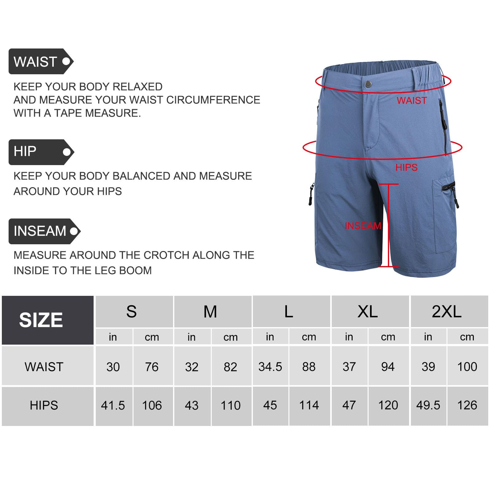 Suwangi Short Bermuda Homme Short de Sport Cargo Légers Outdoor Casual Shorts Bermuda Shorts Respirant Séchage Rapide