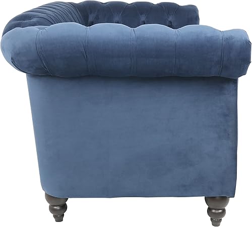 Miniatura 4 de LEVNARY Velvet Sofa, Chesterfield Tufted Upholstered 2 Seater Couch, Modern Loveseat Couch Classic Furniture for Living Room Bedroom (Blue)