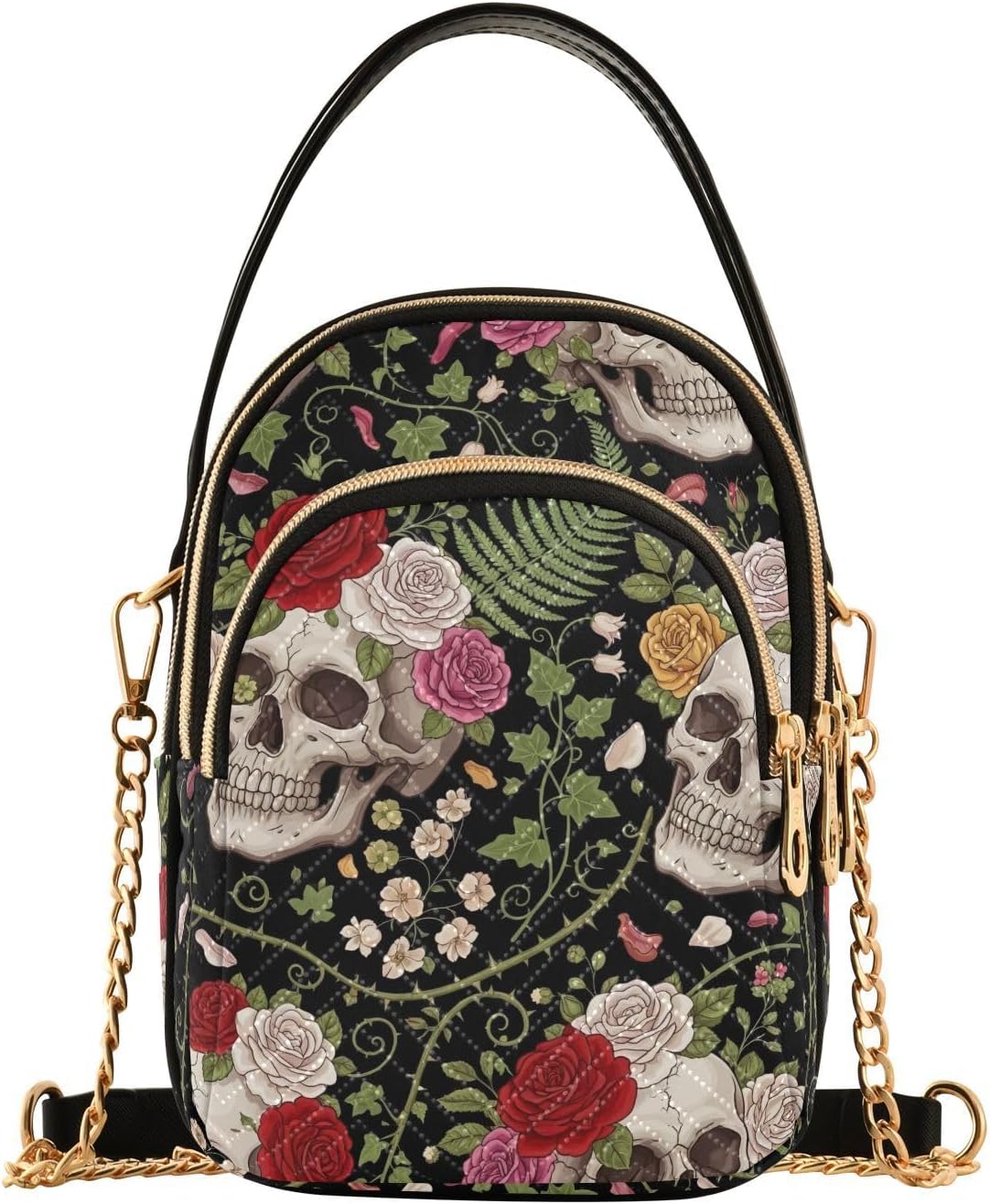 Skulls Roses Dark Womens Crossbody Handbags Small Handbags for Women