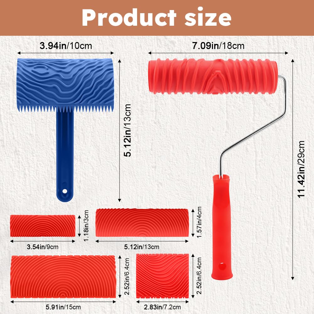 Kit De 4 Rouleaux à Grain De Bois – SODIAL, Pour Peinture Décorative Effet Bois