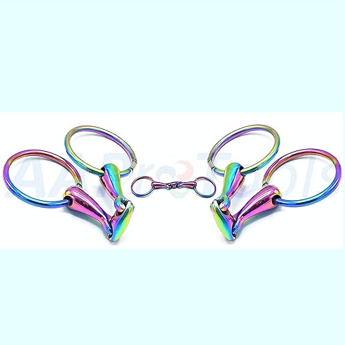 Miniatura 2 de Juego de 2 anillos sueltos de color arcoíris Mutli para caballos, pastillas, eslabones grasos, acero inoxidable, tachuelas ecuestres