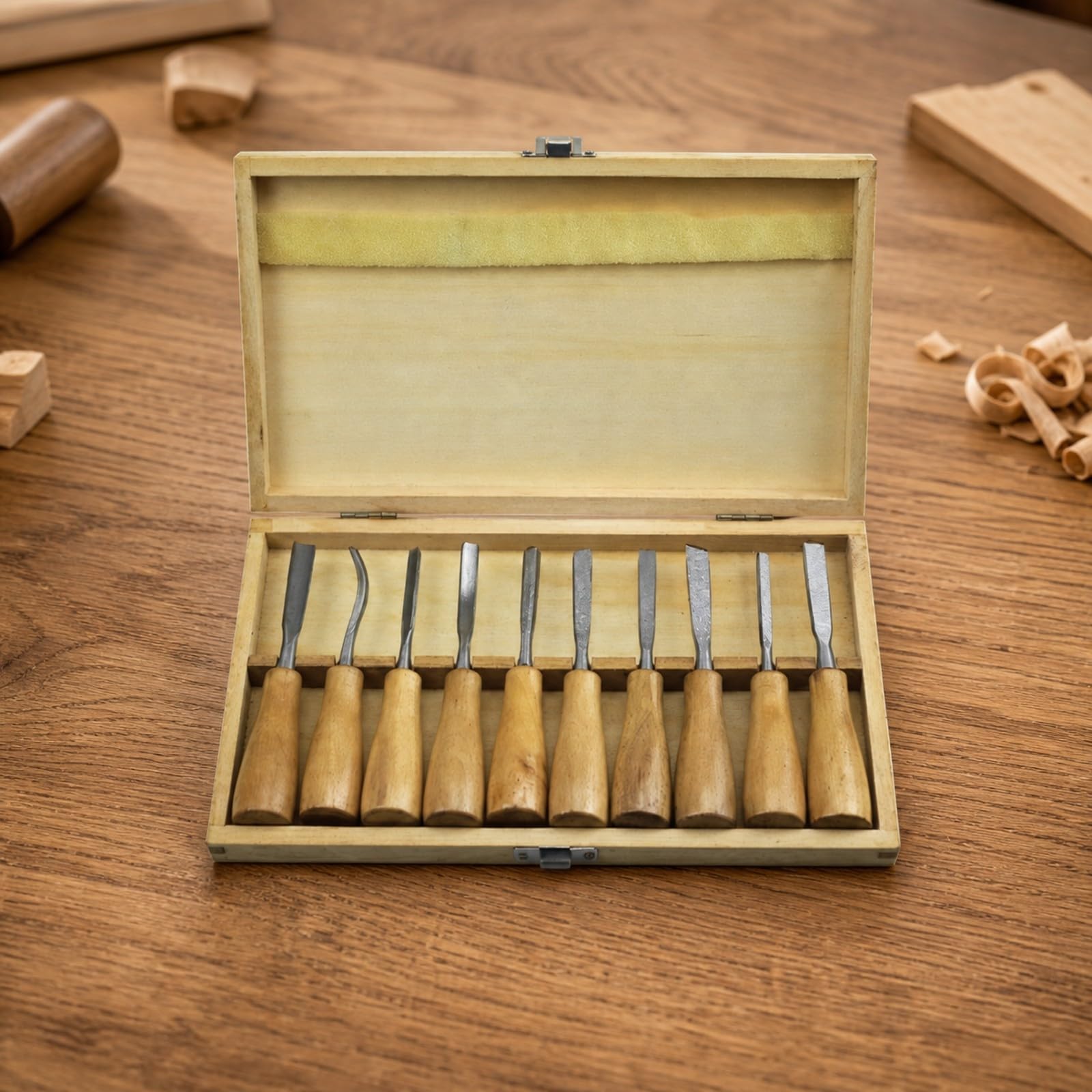 10 Pezzi Kit di Intaglio Del Legno con Custodia Pratico Durevole per Principianti