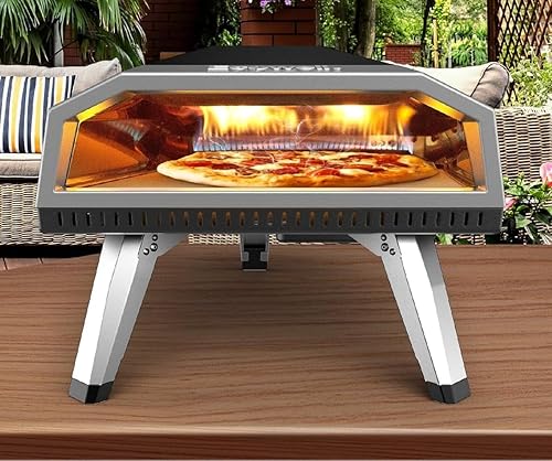 Miniatura 9 de ECOWELL EPO160 Horno de gas 16, hornos de propano para exteriores con piedra de pizzapelarcortador, termómetro infrarrojo y cubierta impermeable
