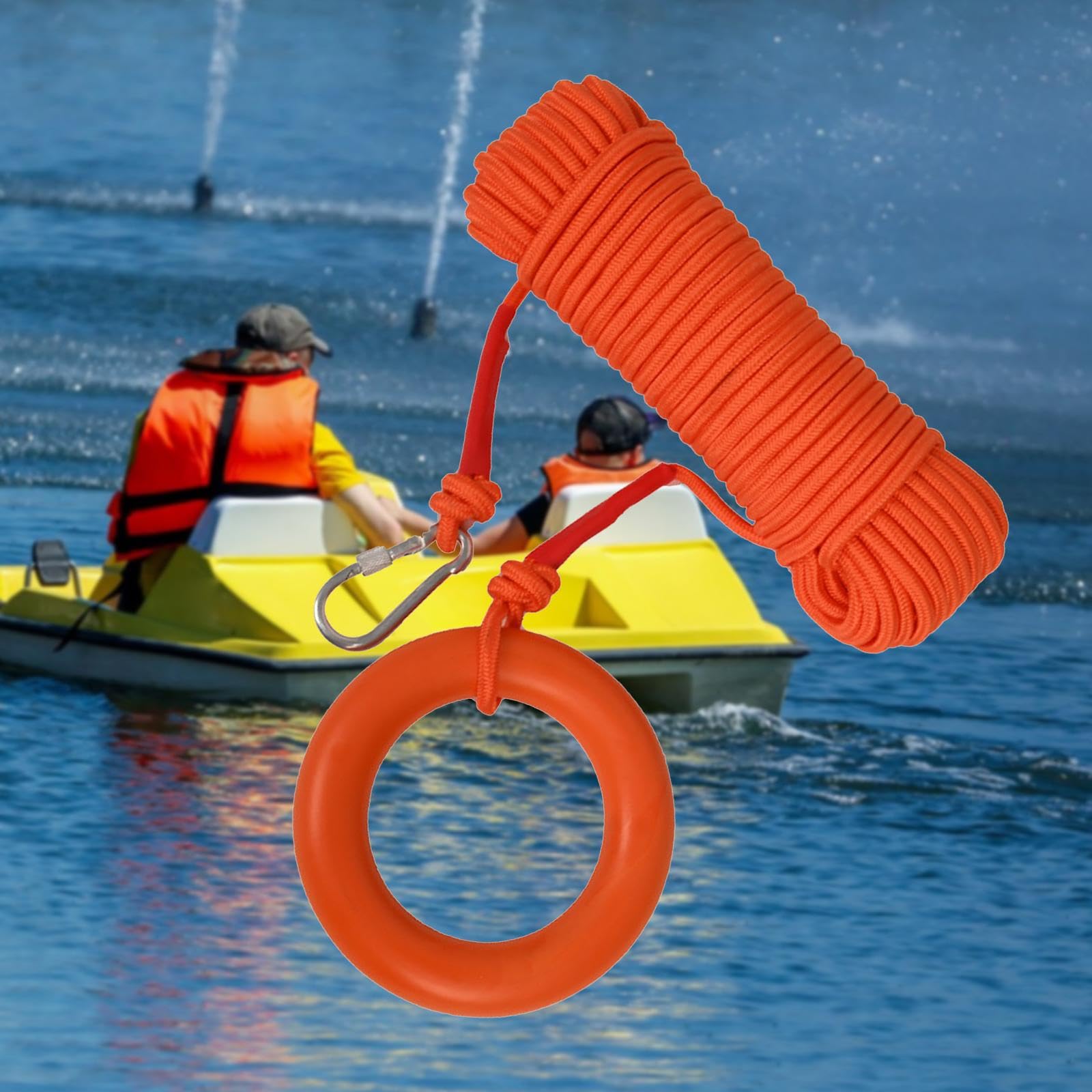 RajoNN Lebensrettendes Seil, reflektierende Wurfseilausrüstung, Outdoor-Wurf-Schwimmseil, schwimmende Wurfleine für Wassersport, Kanufahren, Tauchen