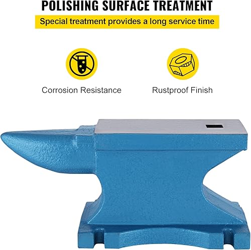 Miniatura 5 de Yunque de un solo cuerno 55 libras, yunque de hierro fundido Herrero resiste golpes pesados,Yunque Yunque de cuerno redondo rugoso Yunque Herrero