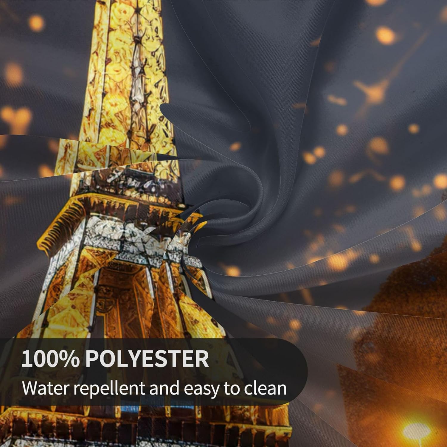 Eiffel Tower Print Wrinkle Free Dining Table Cover for Birthday Party Farmhouse Tablecloths Up to 60 x 60 Inches