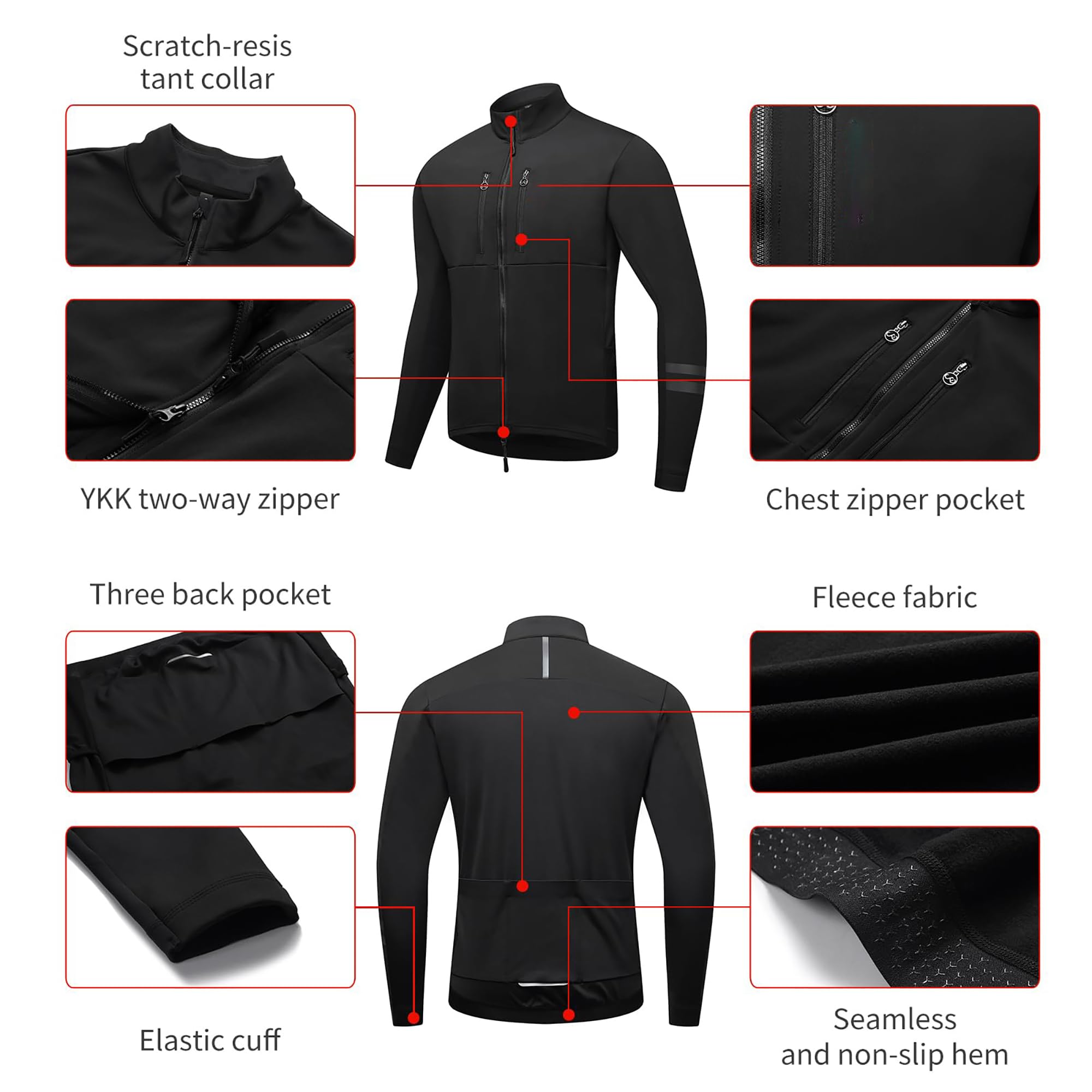 Chaqueta Ciclismo para Hombre Invierno Polar Termica, Impermeable Cortavientos de MTB, Cortavientos Transpirable Resistente al Agua para Correr, Hacer Senderismo Y Acampar