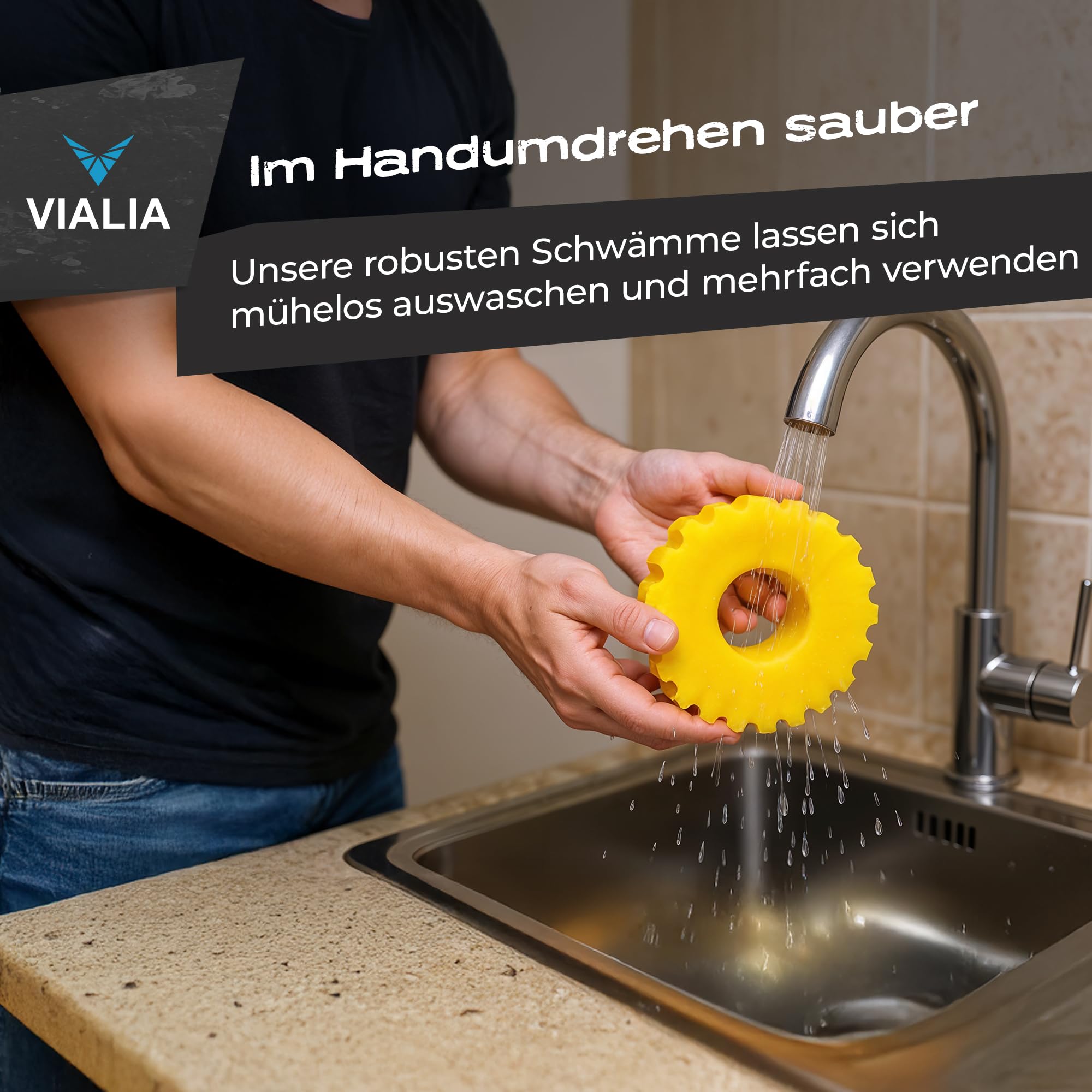 Filterschwämme Set für Teichfilter CPF-2500 | 4X biologische Ersatzschwämme (2X blau grob, 2X gelb fein) | Ø 23 cm | Passgenau für mechanische & biologische Reinigung | Klares Wasser