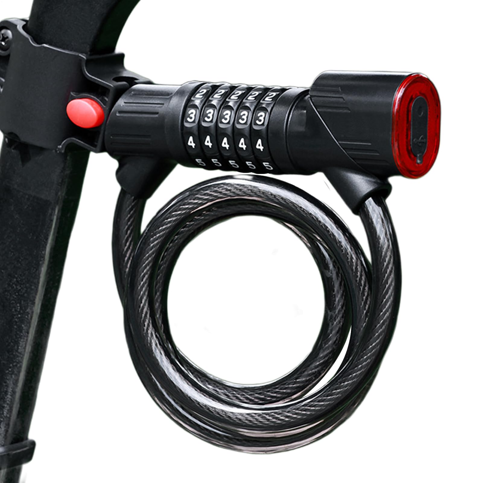 Cadenas de sécurité pour moto et bicyclette抗剪防锈 5 chiffres avec lampe