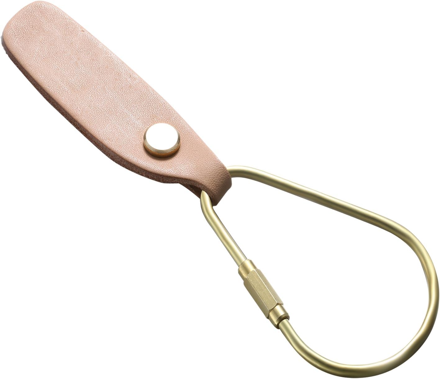 Rush Body Screw Lock Clip Large Brass Key Chain with Leather Holder