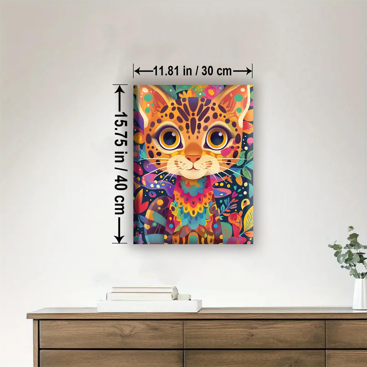 Aeontinity Bengal CAT Animal Framed Canvas DIY Paint by Numbers Kit Bar Cafe Cave Home Room Wall Bathroom Porch Patio Decor Gift, 16 x 12 Inch