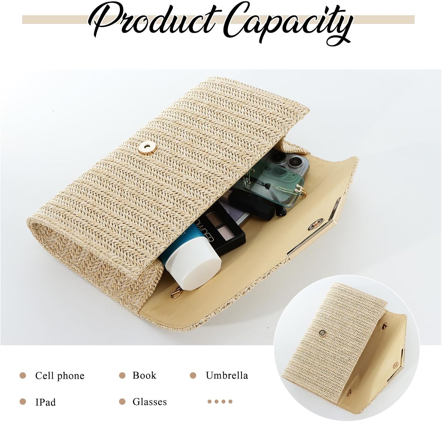 GOKTOW Straw Clutch Purse Raffia Rattan Summer Evening Bag Woven Beach Handbags for Women Wedding Vacation Travel Party 2026 - Image 4