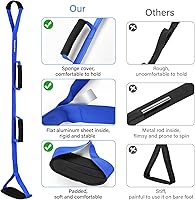 Vista 4 de Correa de levantamiento de piernas de 39 pulgadas de largo con asas acolchadas y bucle para el pie, levantador rígido de piernas, kit