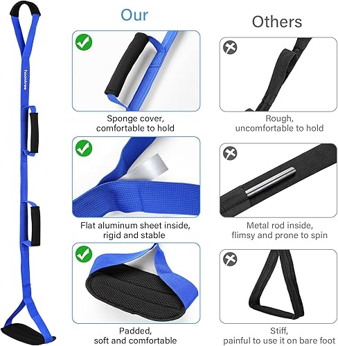 Miniatura 4 de Correa de levantamiento de piernas de 39 pulgadas de largo con asas acolchadas y bucle para el pie, levantador rígido de piernas, kit de