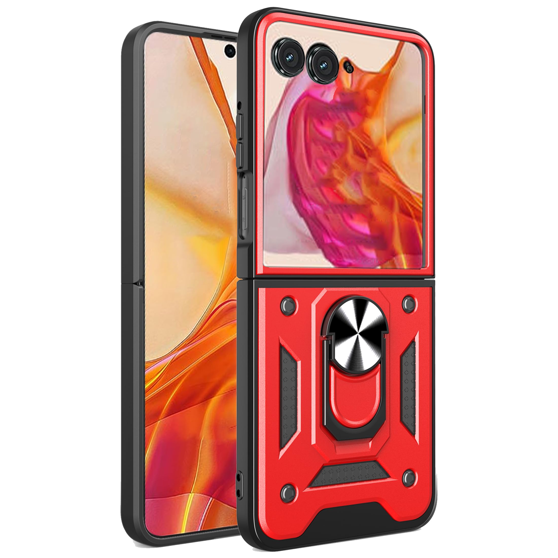 Ysnzaq Armor Case for Motorola Razr 50 Ultra/Razr+ 2024, Military Grade Durable Shockproof Protective Phone Case with Kickstand for Motorola Razr 50