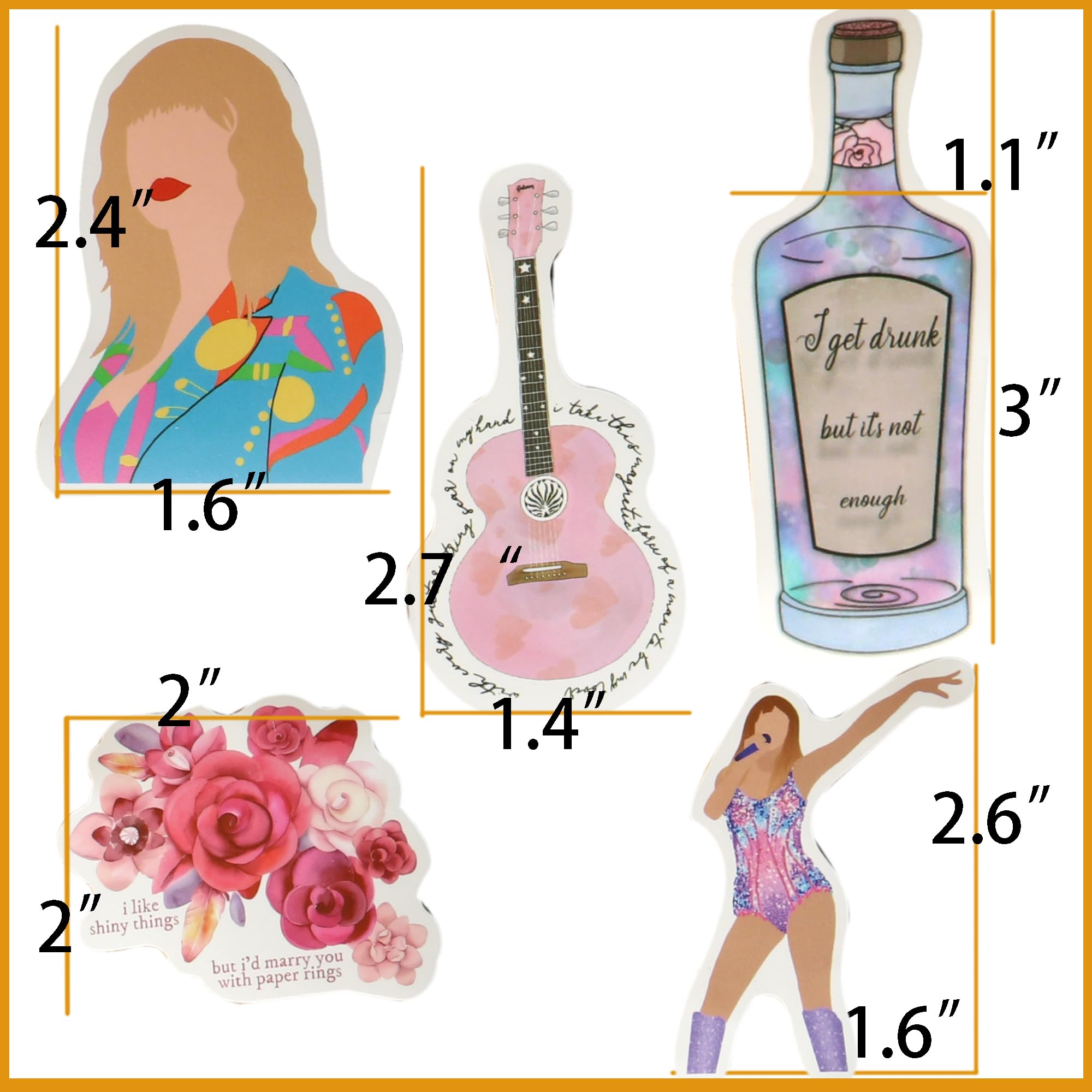 50 calcomanías con letras de canciones de cantante, calcomanías para botellas de agua, calcomanías motivacionales de música, calcomanías de vinilo de cantante de moda, decoraciones de fiesta temática