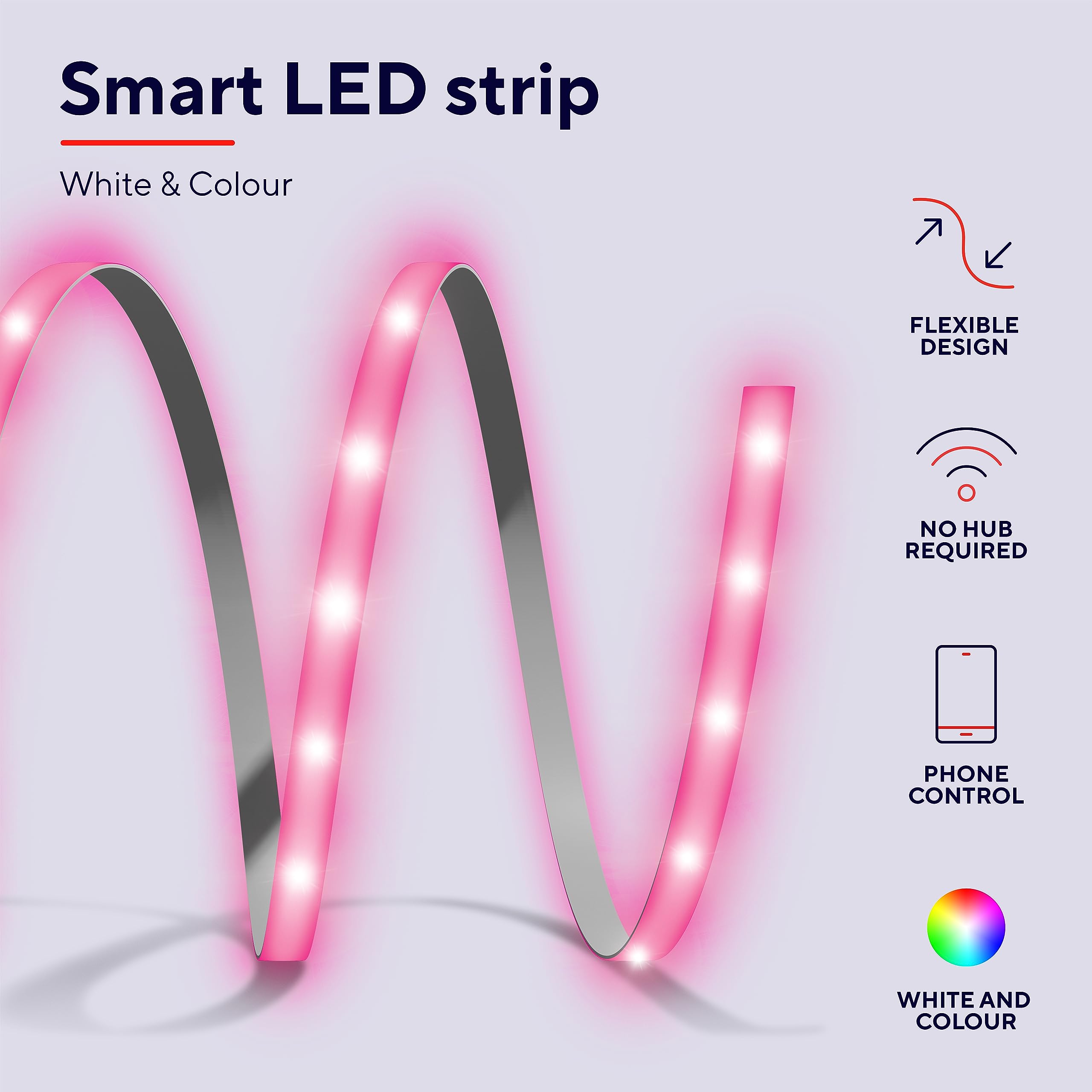 Trust Smart RGB LED Strip Light 3m, Works with Alexa and Google Home, UK Plug, 2.4GHz WiFi LED Lights, Remote App Control - Image 2