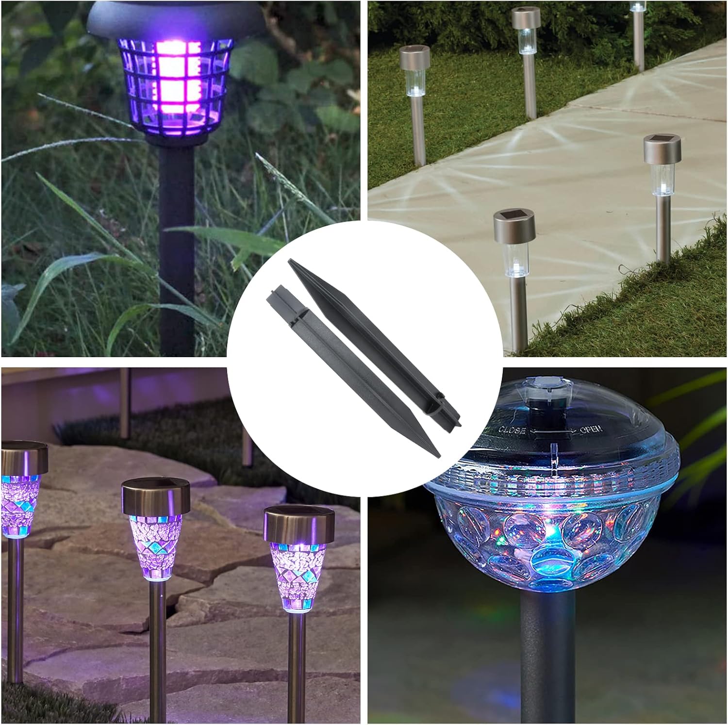 8PCS Torch Stake 8.26 Inch Pathway Light Stake Plastic Path Light Replacement ABS Plastic Stake Solar Stake for Garden, Pathway Lamps(Head Mounting Dia 0.82 Inch) - Image 7