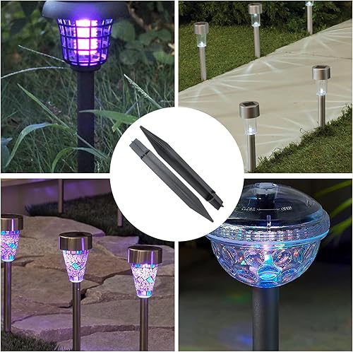 Miniatura 7 de 8 piezas de estaca de antorcha de 8.26 pulgadas, estaca de luz de camino de plástico, estaca solar de plástico ABS para jardín, lámparas de camino