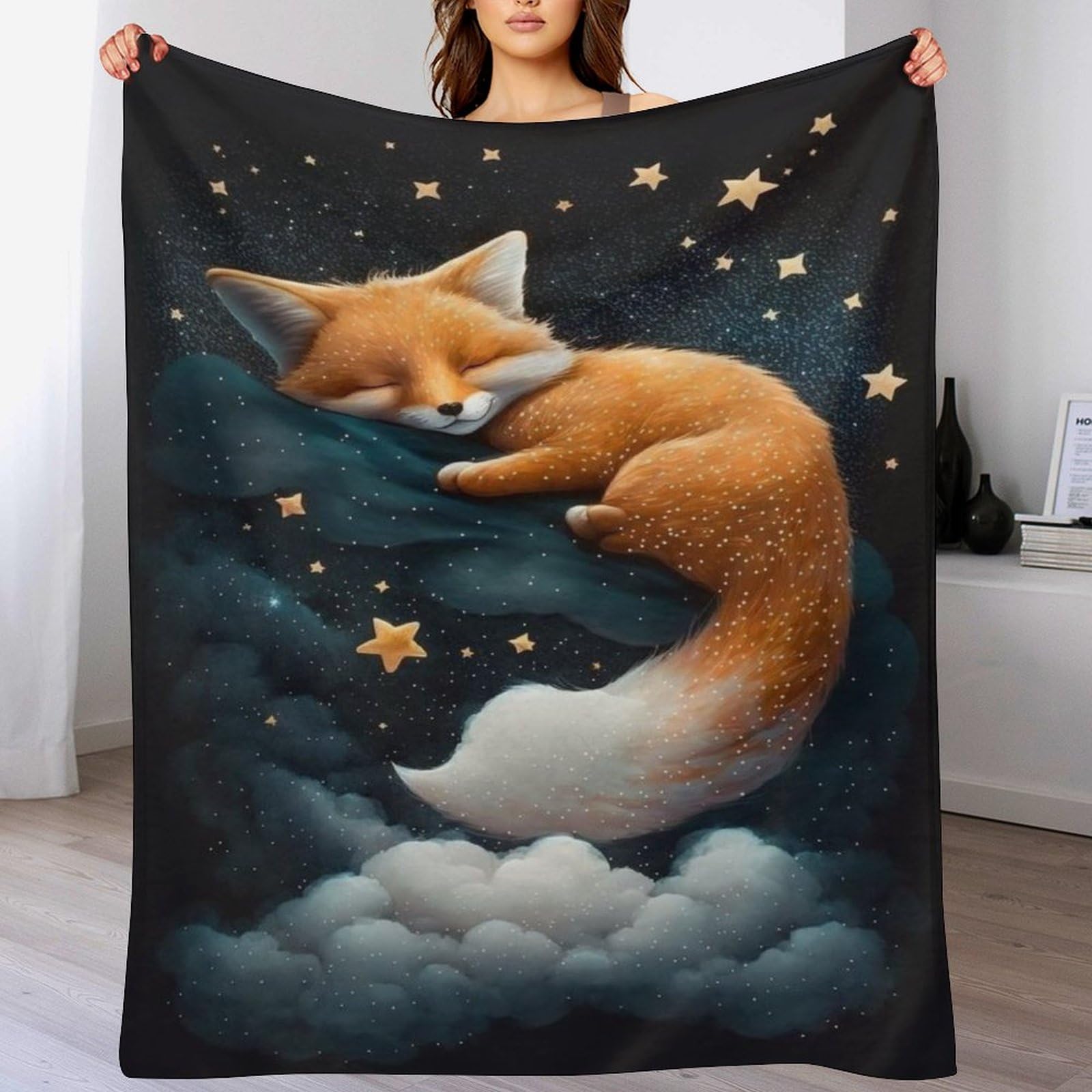 Premium Wohndecke - Fuchs Decke Flannel - Extra Weiche TV- Decke Vier Jahreszeiten Wohndecke Dicke Couchdecke Für Bett/Sofa （180×200cm）
