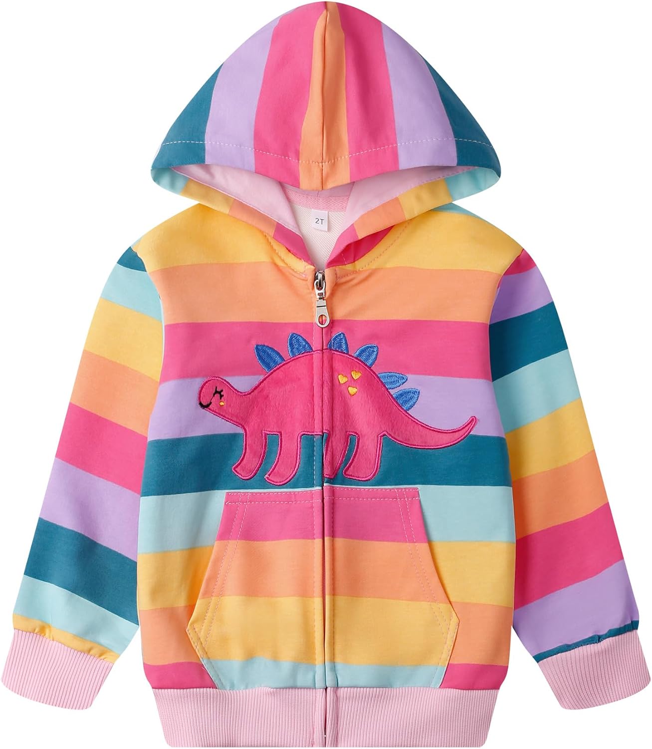 Baby Girl Zip-up Jacket Rainbow Unicorn Cotton Hoodie Sweatshirt Toddler Fall Coat Kids Winter Outfits Outerwear 2t-7t
