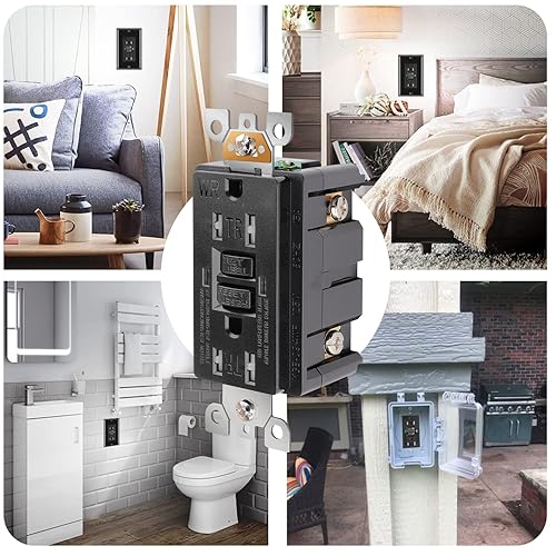 Miniatura 8 de GFCI - Toma de corriente de 15 amperios, certificación UL, receptáculos GFI autocomprobados, resistente a manipulaciones, resistente a la