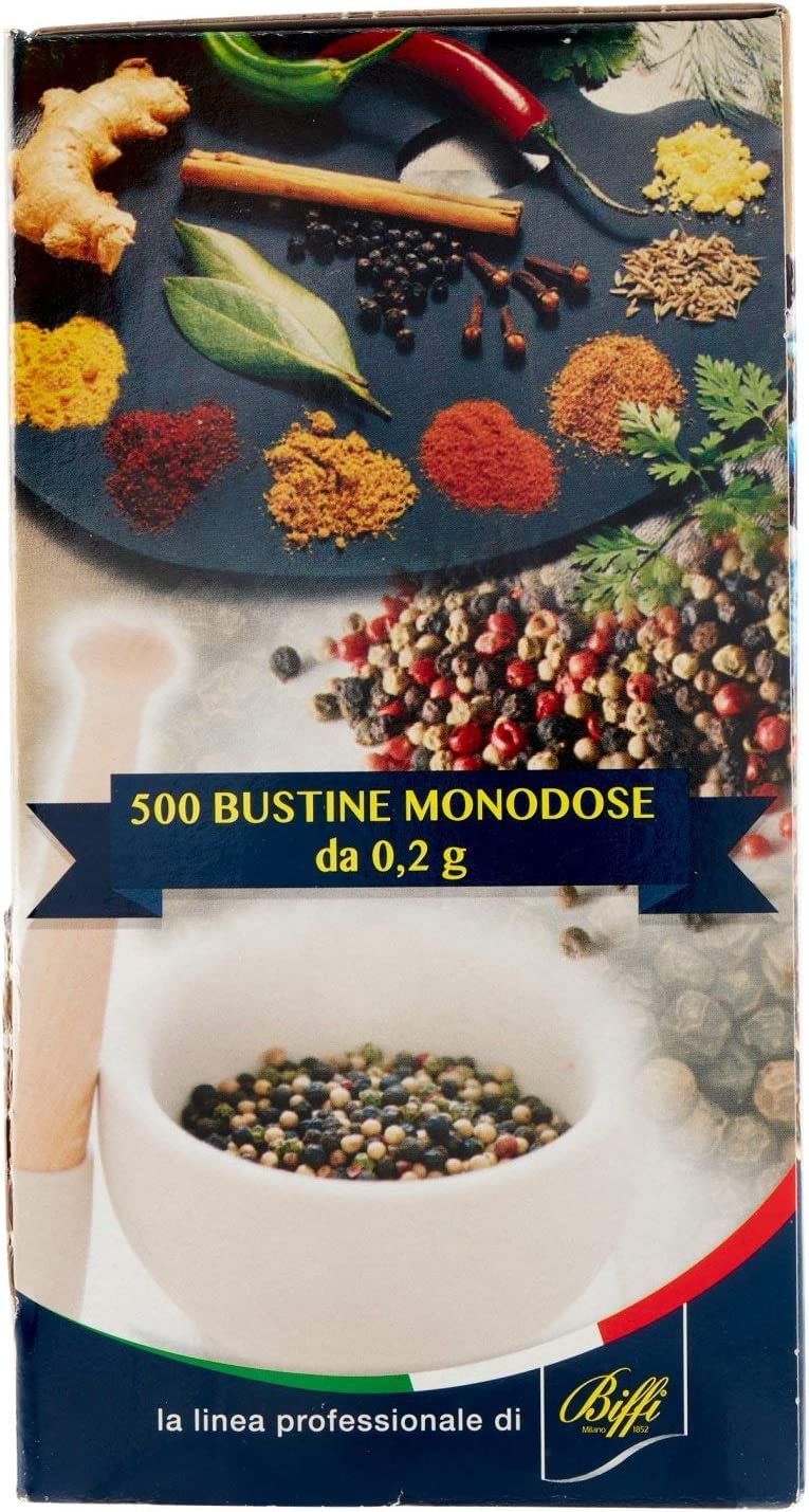 Gaia - New Linea Professionale Biffi - Pepe Nero - 500 Bustine Monodose da 0,20 g - Ristorazione, Catering, Maxi Formato, Spezie,