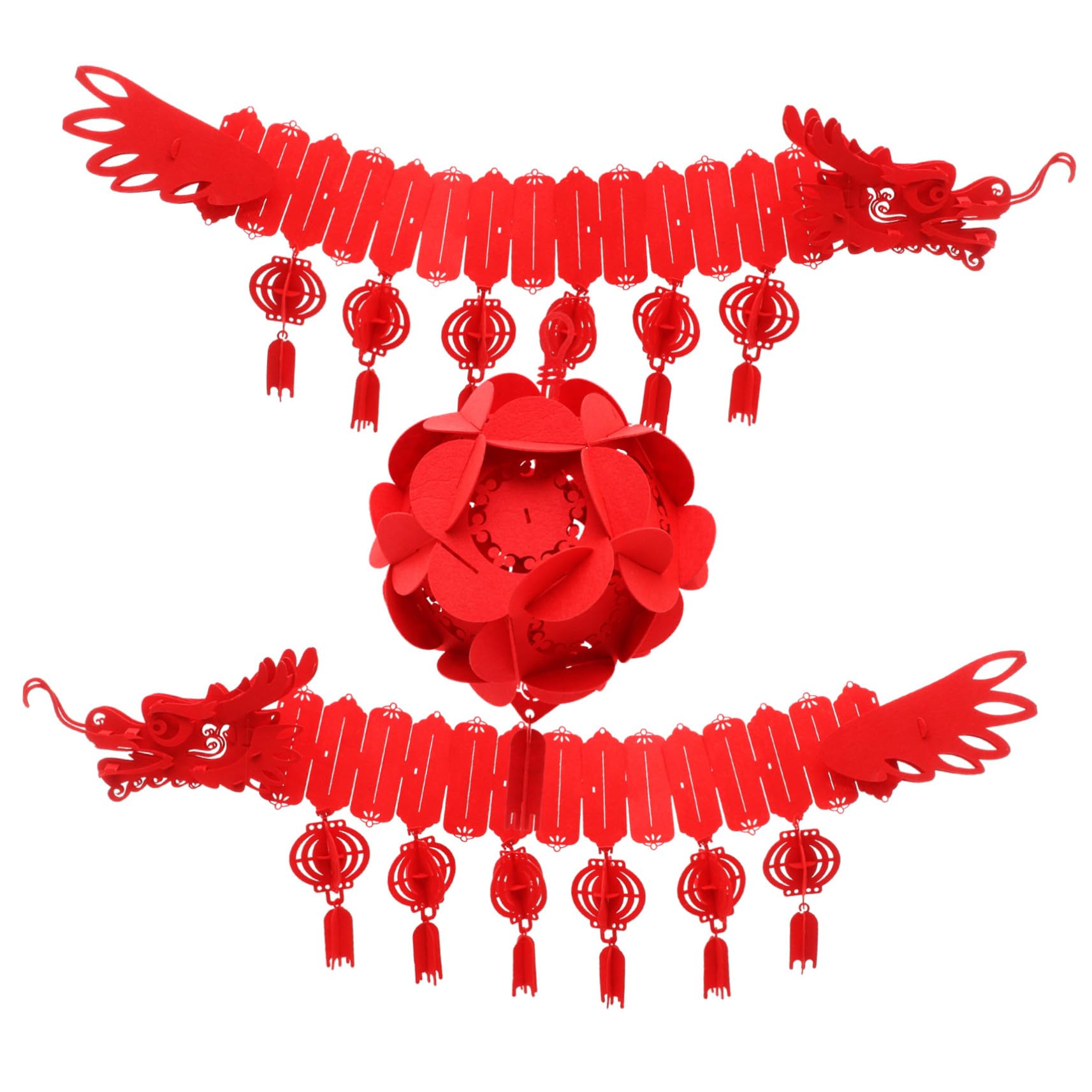Dragón de Año Chino Colgante LIFKOME Ligero de Fieltro Rojo Reutilizable para Escaparates y Tiendas
