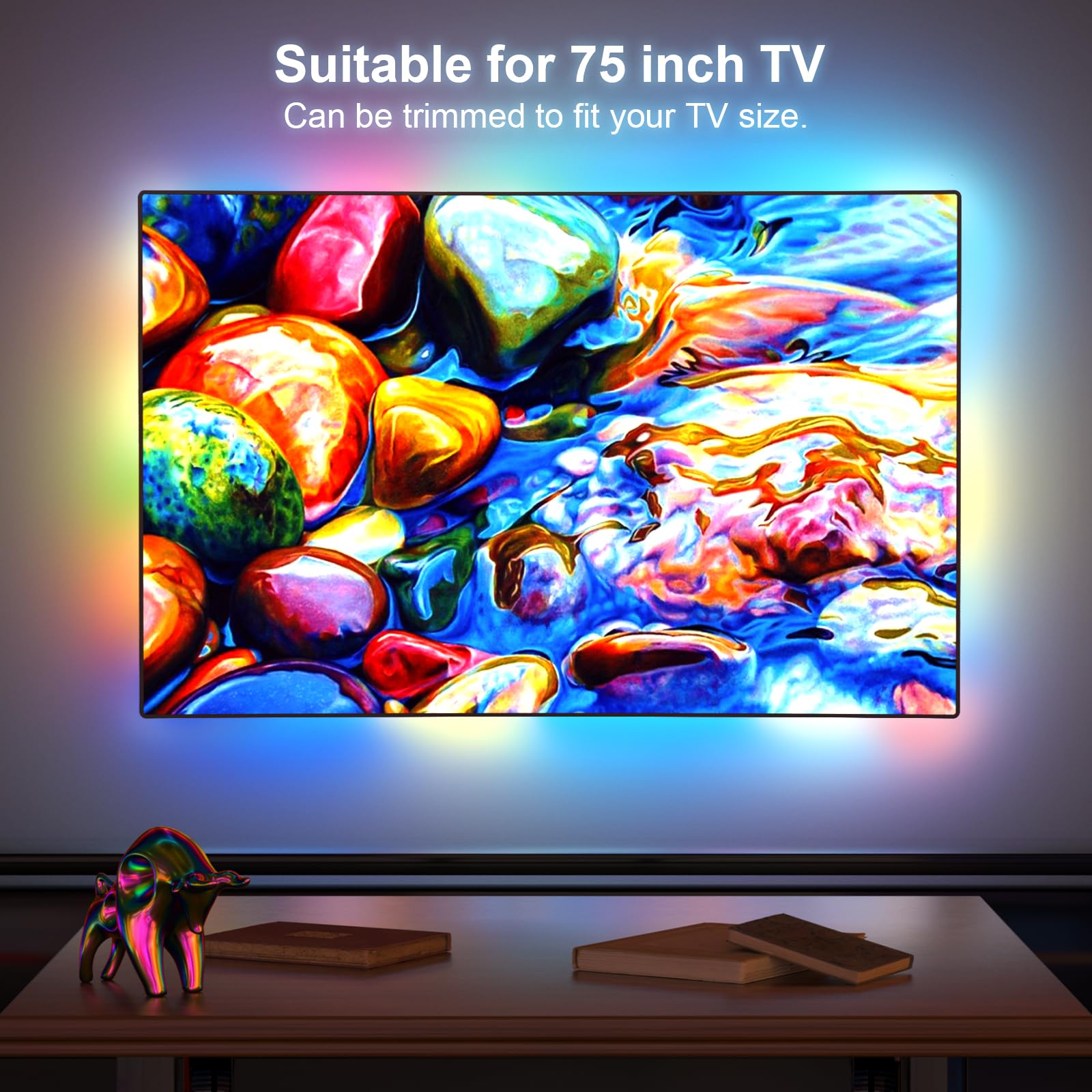 BDFFLY Smart TV LED Backlight Kit with HDMI 4K30Hz Sync Box,16.4ft TV LED Lights for 55-75 Inch, RGB led Strip Lights, Sync Color Changing Led Lights That Sync with Tv, PC, Game?App Control