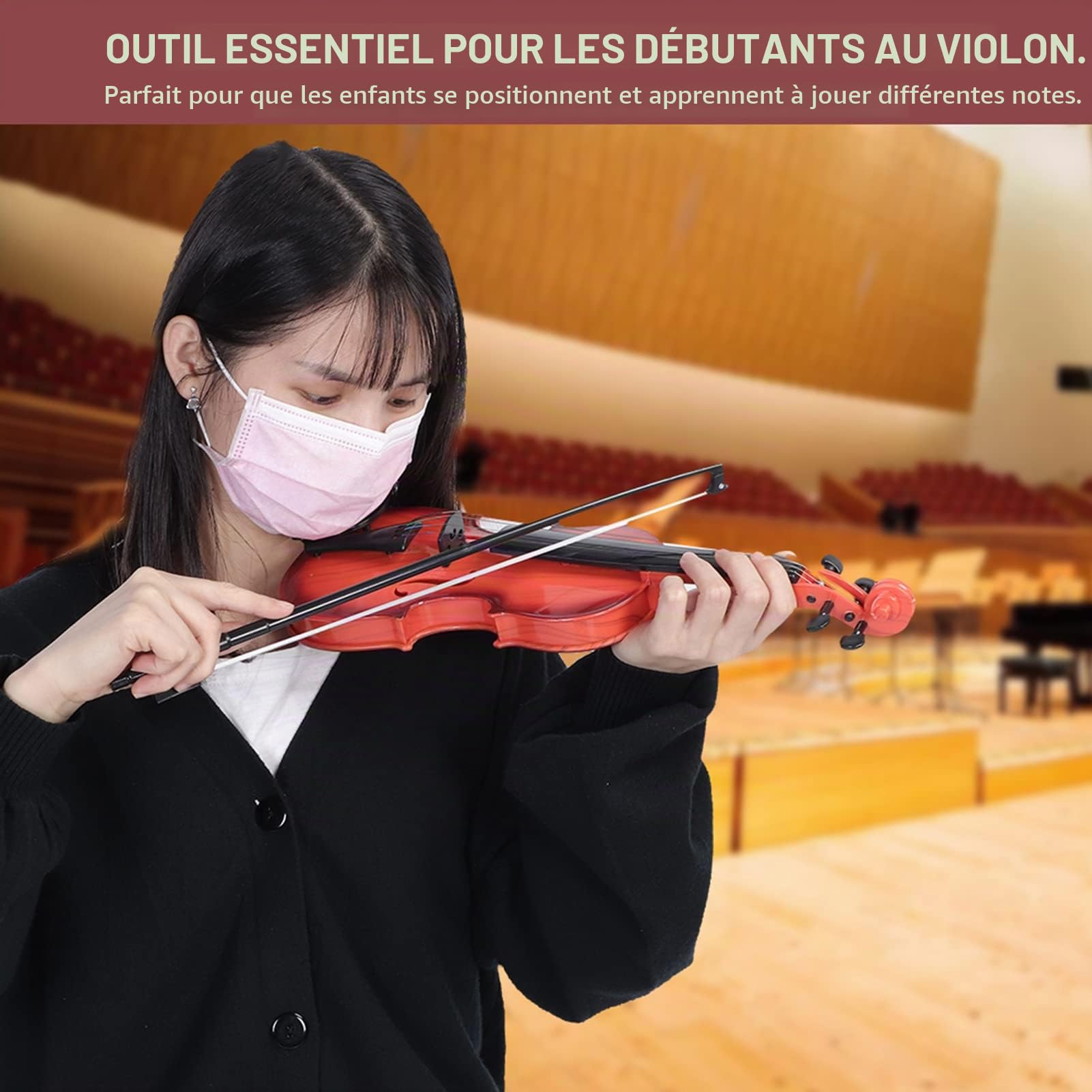 Jouet de Violon, Jouet de Violon Acoustique Simulé pour Enfant, Corde Réglable, Débutant Musical, Développe la Pratique de L'instrument pour Garçons et Filles(Brun clair)