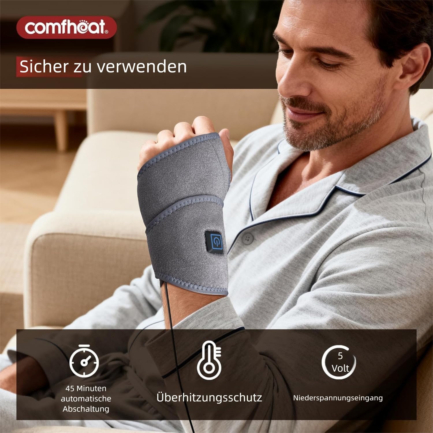 USB Warme Handgelenkstütze für Handgelenkschmerzlinderung, beheiztes Armband für Karpaltunnel Syndrom Tendinitis Linderung, Flexibler Anzug für beide linke rechte Hand