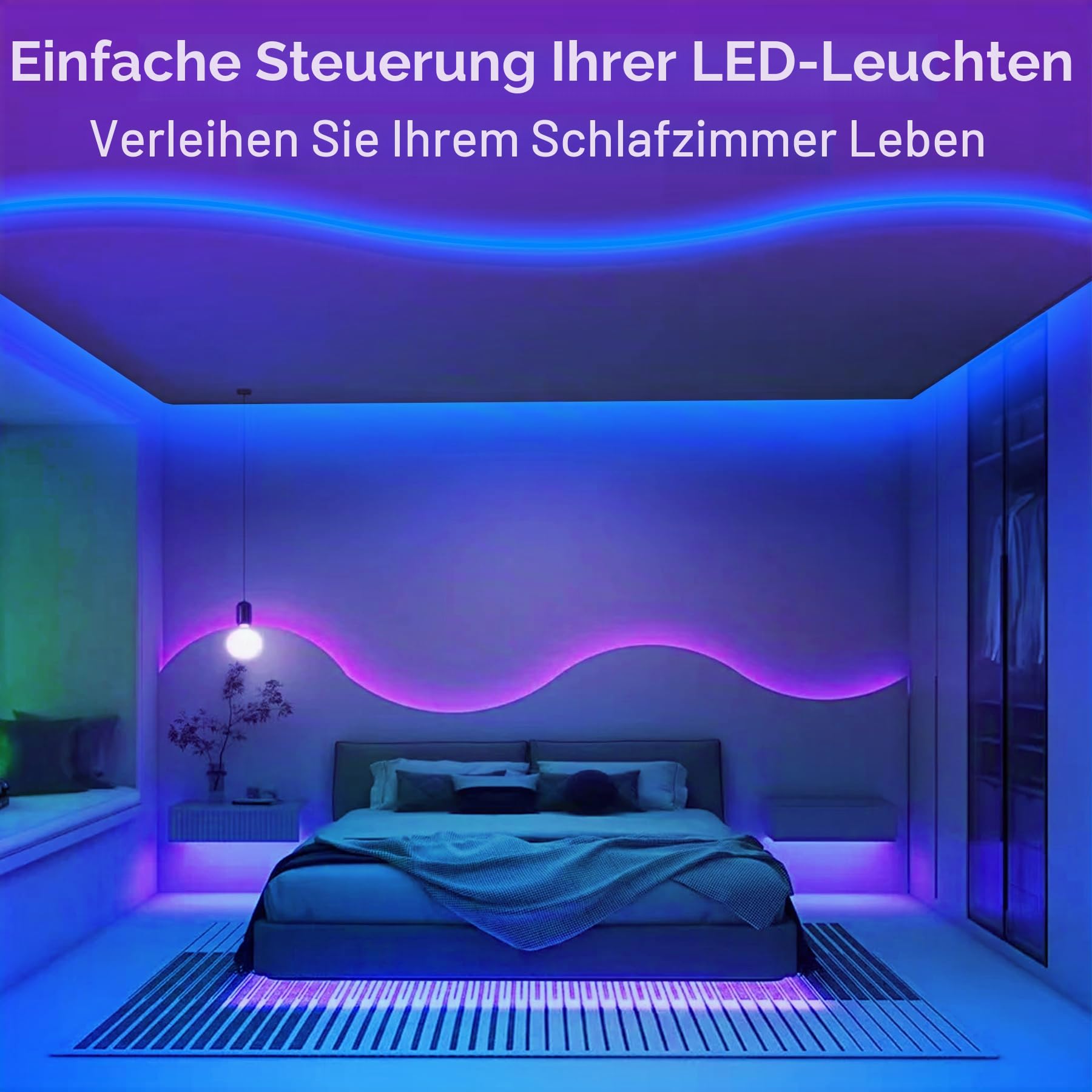 RGB+IC COB LED Streifen 3M, DC24V mit Fernbedienung und Adapter, Silikon LED Seilleuchte, intelligente App Steuerung, Musik Synchronisation für Gaming, Schlafzimmer und Wohnzimmerdekoration