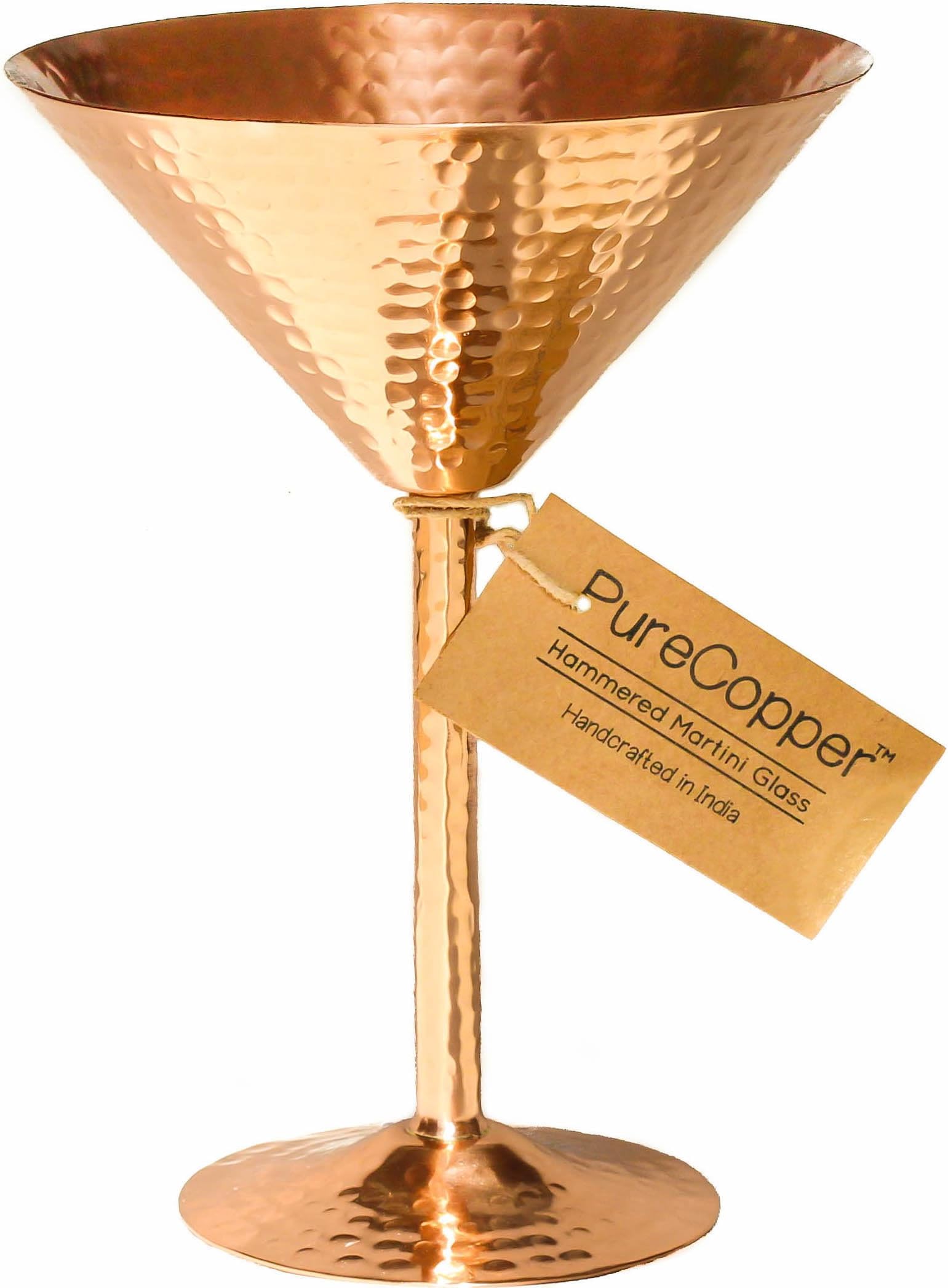 Solid Copper Martini Glass - 100% Copper, Beautifully Hand-Hammered Artisanal Barware - 10oz (1, Hammered Copper)