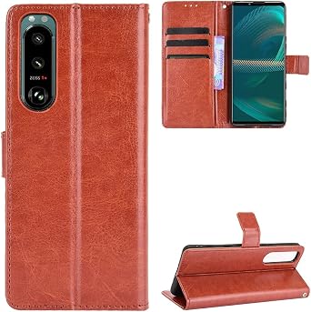 Case for Sony Xperia 5 III Case Cover,Flip Leather Wallet Cover Case for Sony Xperia 5 III 5G XQ-BQ52 XQ-BQ62 XQ-BQ72 Case Brown