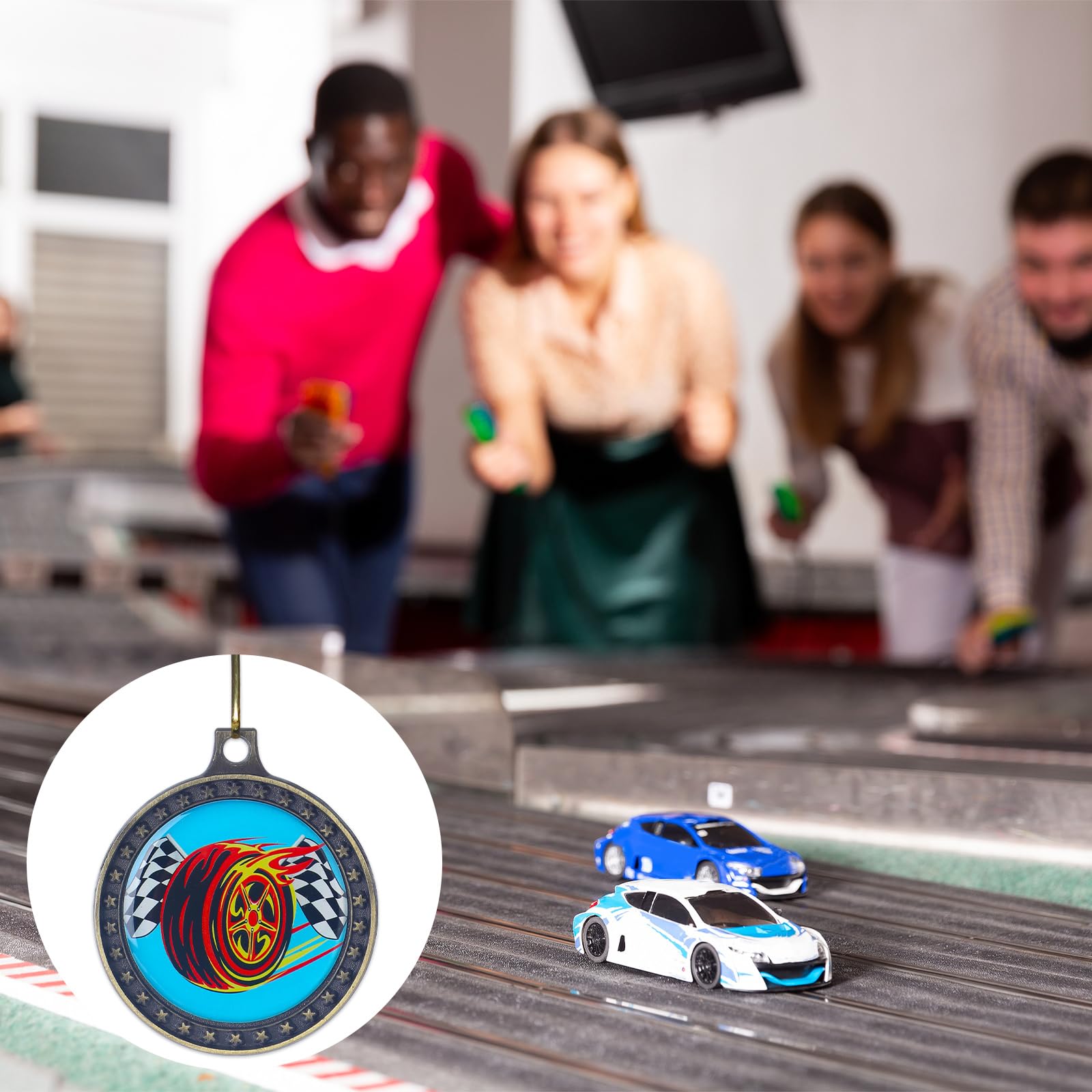 20 Pcs Scout Race Car Derby Award Medals with Neck Ribbon Metal Trophy Award Prizes Winner Medals Car Trophy Scout Winner Champion Trophies Prize Event Tournament Gifts